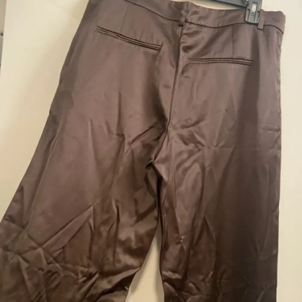 ZARA Brown Satin Flare Pant SIZE S  5427/401/716 - Picture 4 of 4